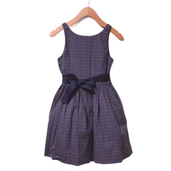 SOLD POLO RALPH LAUREN Girls’ Plaid Purple/Green Dress - Picture 6 of 10